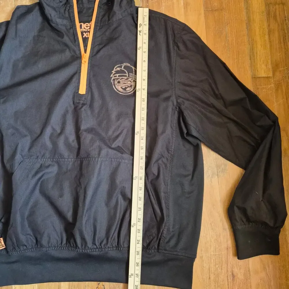 Neff Skate XL 3/4 quarter zip logo windbreaker black and orange Extra Large